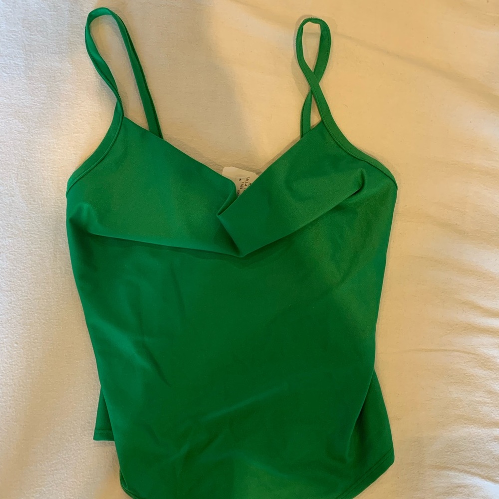 Green silk top